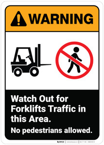 Warning: Watch Out For Forklift Traffic ANSI - Wall Sign